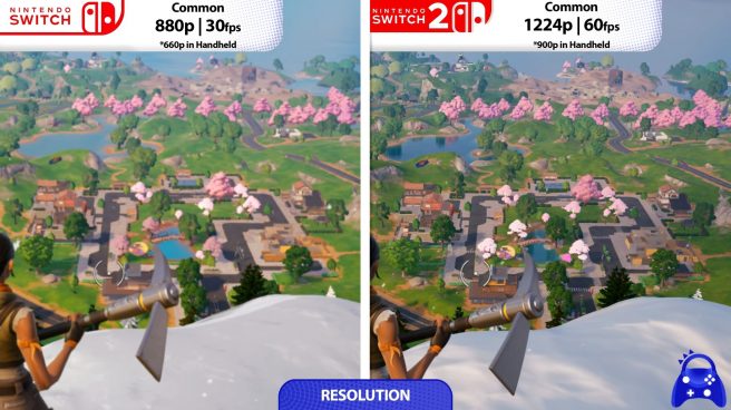 Fortnite Switch vs. Switch 2 comparison