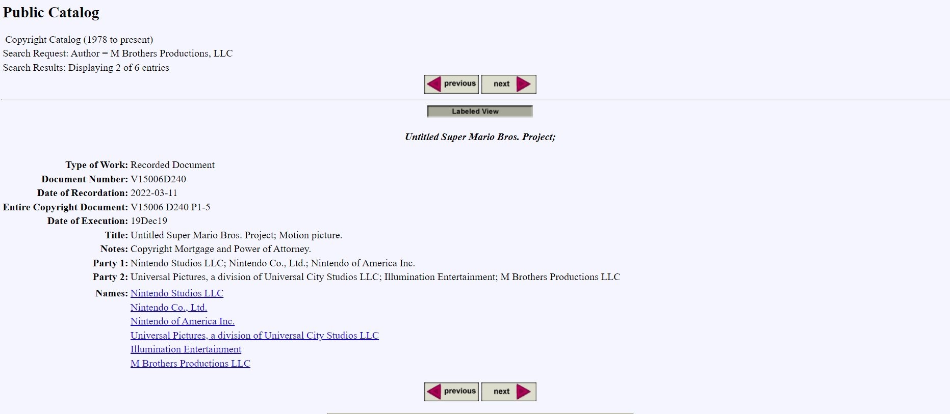 Nintendo Studios M Brothers Productions 1