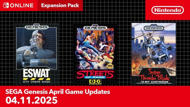 Nintendo Switch Online Streets of Rage, ESWAT: City Under Siege, Super Thunder Blade