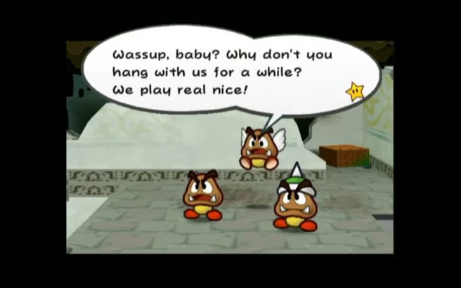 Paper Mario Thousand-Year Door Goomba cat-calling