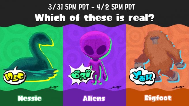 Splatoon 3 Splatfest 5 results Nessie Aliens Bigfoot