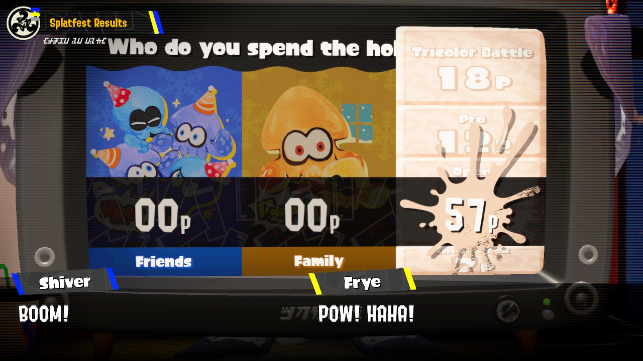 Splatoon 3 Splatfest results - Friends vs. Family vs. Solo