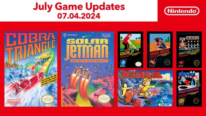 Switch Online Urban Champion, Golf, Donkey Kong Jr. Math, Mach Rider, The Mystery of Atlantis, Cobra Triangle