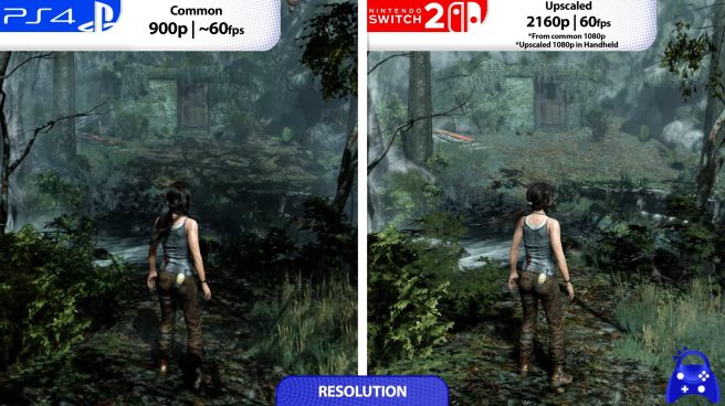 Tomb Raider Definitive Edition Nintendo Switch 2 PS4 comparison