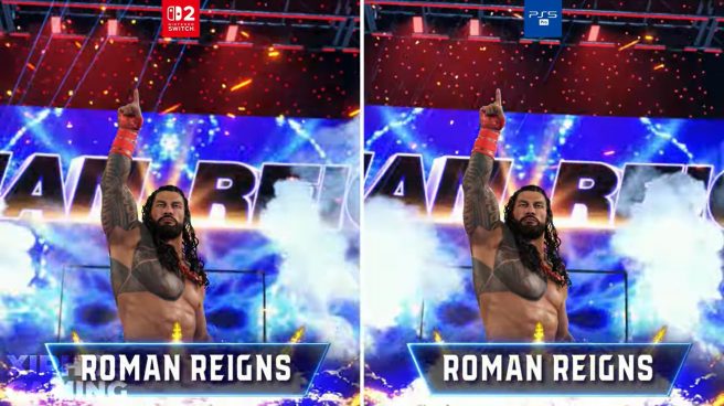 WWE 2K25 Nintendo Switch 2 vs. PS5 Pro comparison