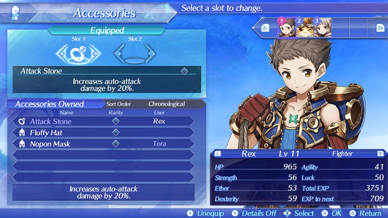Xenoblade Chronicles 2 menus