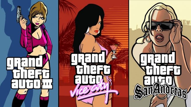 Grand Theft Auto III, Grand Theft Auto: Vice City, and Grand Theft Auto: San Andreas