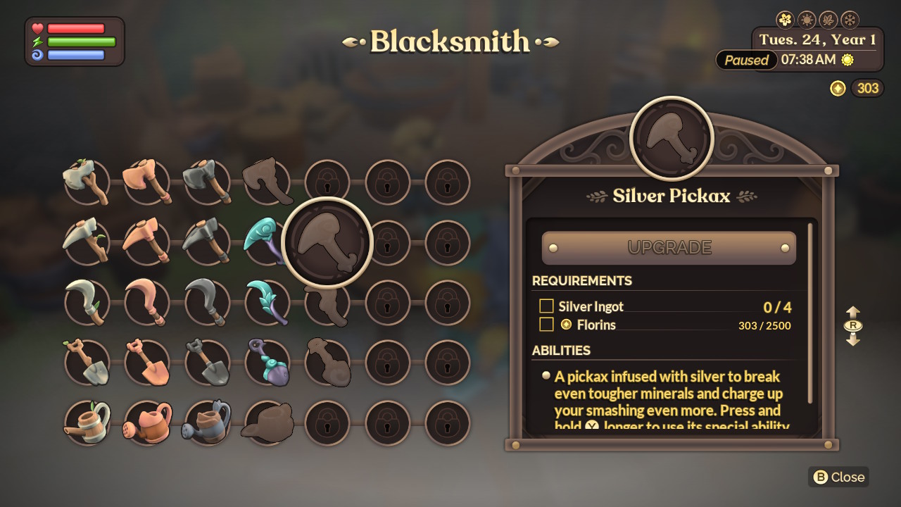 Fae Farm how to upgrade tools